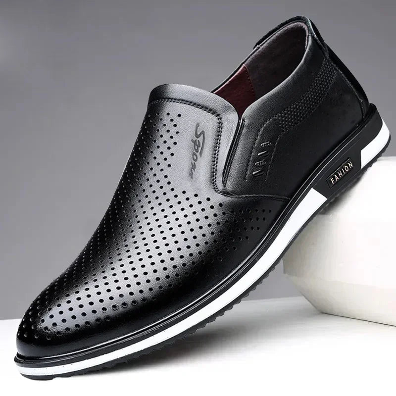 High-quality leather moccasin dress shoe
