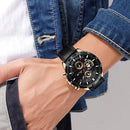 Man Sports Watches Fashion Racing Series 46mm Black Leather Clock VA VA VOOM Quartz Movement 3Bar Waterproof Wrist Watch for Men