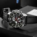 Man Sports Watches Fashion Racing Series 46mm Black Leather Clock VA VA VOOM Quartz Movement 3Bar Waterproof Wrist Watch for Men