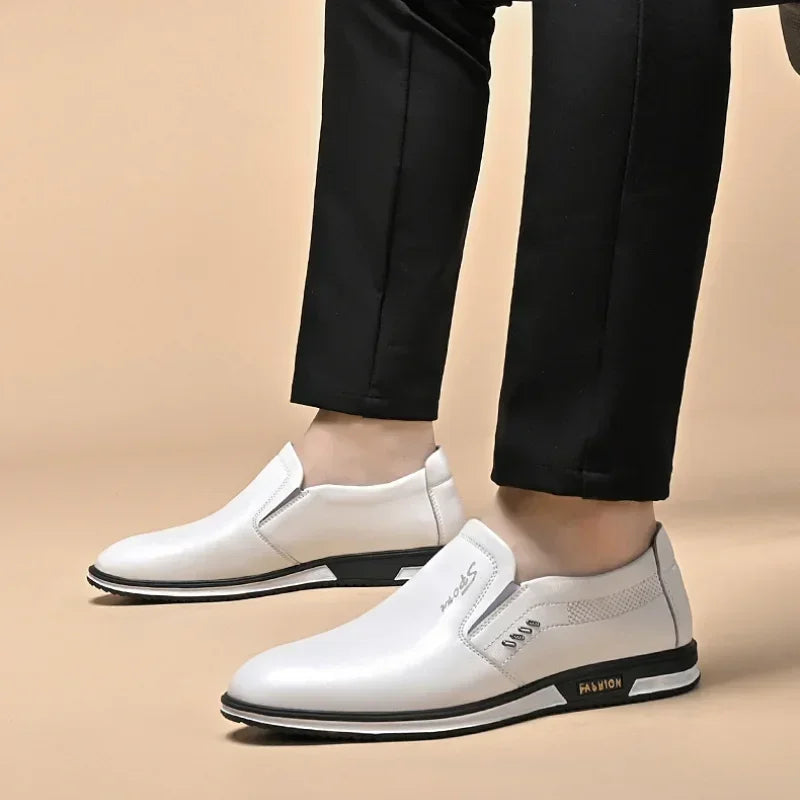 High-quality leather moccasin dress shoe
