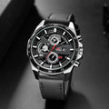 Man Sports Watches Fashion Racing Series 46mm Black Leather Clock VA VA VOOM Quartz Movement 3Bar Waterproof Wrist Watch for Men