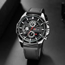 Man Sports Watches Fashion Racing Series 46mm Black Leather Clock VA VA VOOM Quartz Movement 3Bar Waterproof Wrist Watch for Men